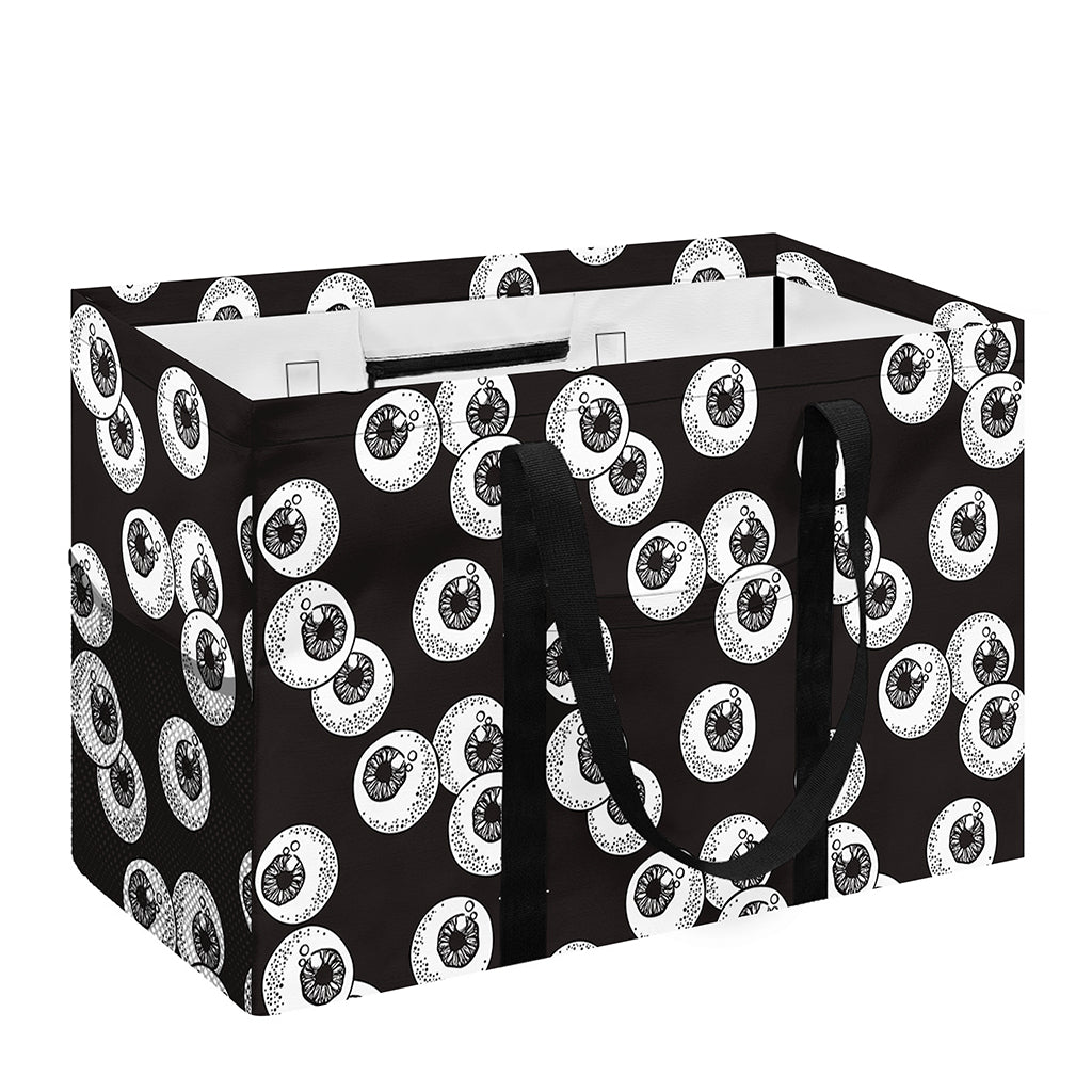 Black And White Eyeball Pattern Print Utility Tote Bag