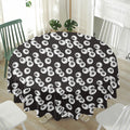 Black And White Eyeball Pattern Print Waterproof Round Tablecloth