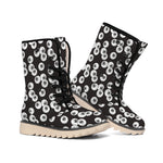 Black And White Eyeball Pattern Print Winter Boots
