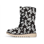 Black And White Eyeball Pattern Print Winter Boots