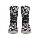 Black And White Eyeball Pattern Print Winter Boots