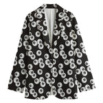 Black And White Eyeball Pattern Print Women's Blazer