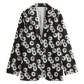 Black And White Eyeball Pattern Print Women's Cotton Blazer
