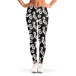 Black And White Eyeball Pattern Print Women's Leggings