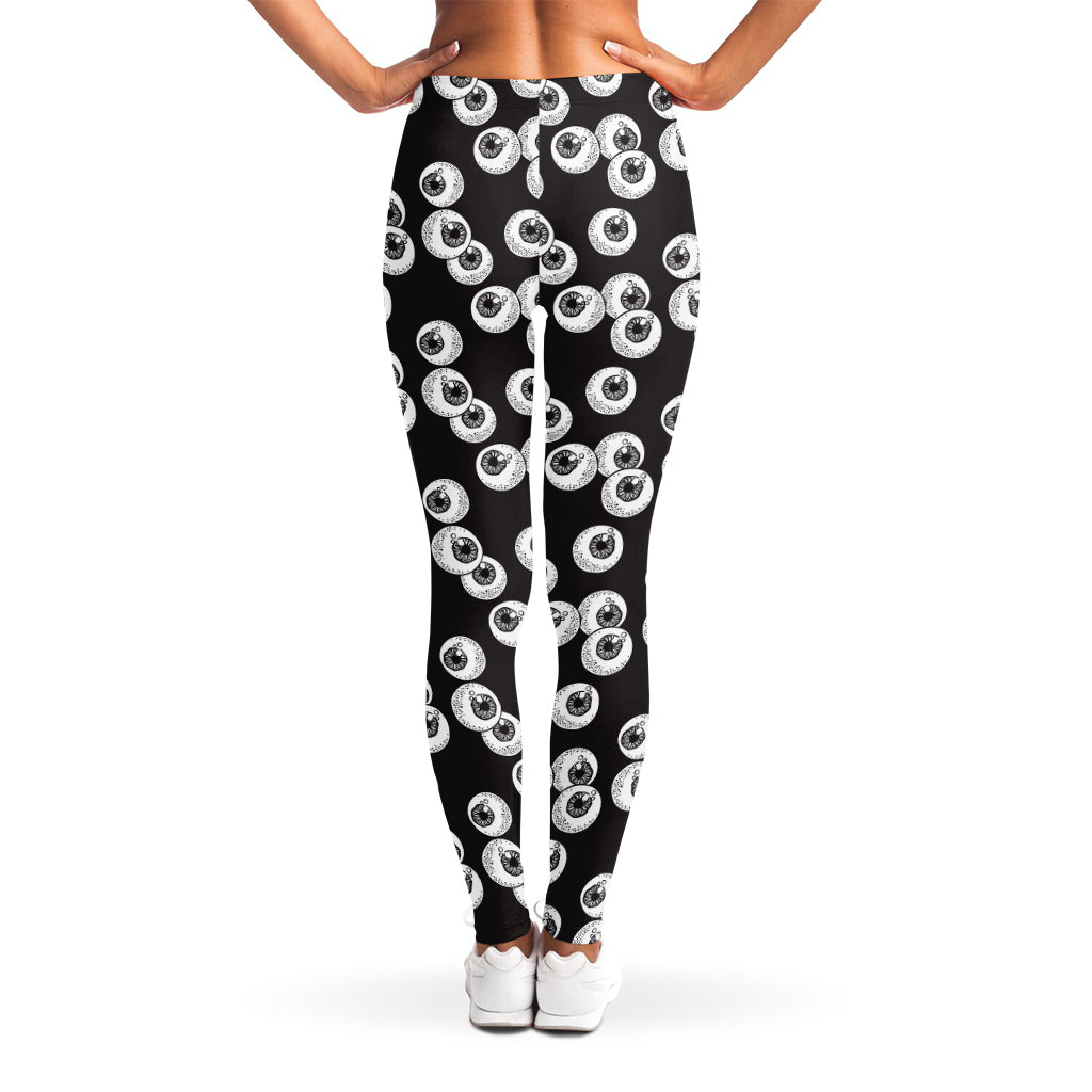 Black And White Eyeball Pattern Print Women's Leggings