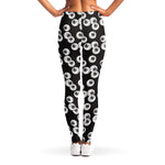 Black And White Eyeball Pattern Print Women's Leggings