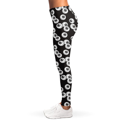 Black And White Eyeball Pattern Print Women's Leggings