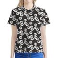 Black And White Eyeball Pattern Print Women's Polo Shirt