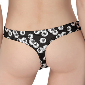 Black And White Eyeball Pattern Print Women's Thong