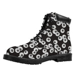 Black And White Eyeball Pattern Print Work Boots