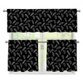 Black And White Feather Pattern Print 3 Piece Kitchen Curtains
