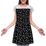 Black And White Feather Pattern Print Adjustable Apron