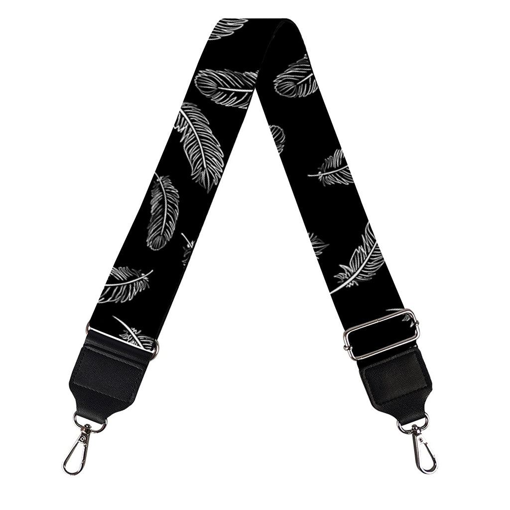 Black And White Feather Pattern Print Bag Strap