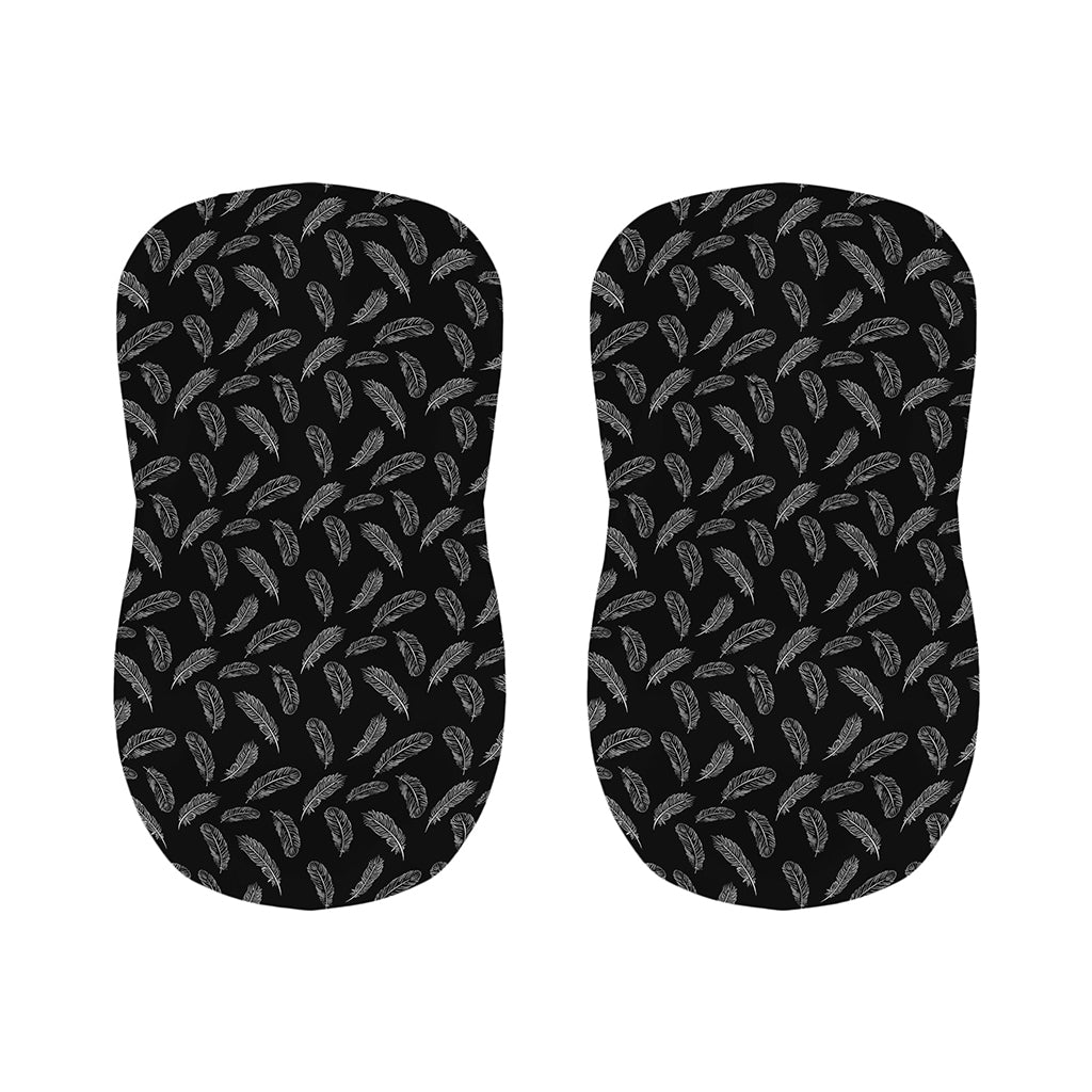 Black And White Feather Pattern Print Bar Stool Covers