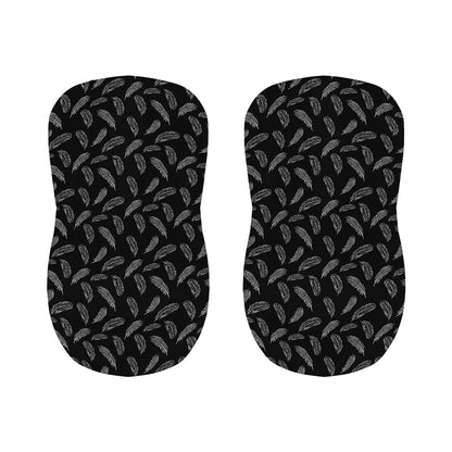 Black And White Feather Pattern Print Bar Stool Covers