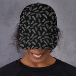 Black And White Feather Pattern Print Baseball Cap