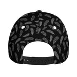 Black And White Feather Pattern Print Baseball Cap