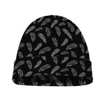 Black And White Feather Pattern Print Beanie