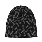 Black And White Feather Pattern Print Beanie