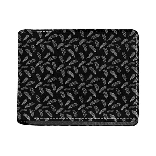 Black And White Feather Pattern Print Bifold Wallet