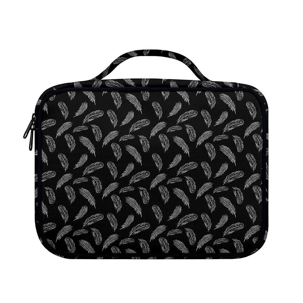 Black And White Feather Pattern Print Briefcase Bible Bag