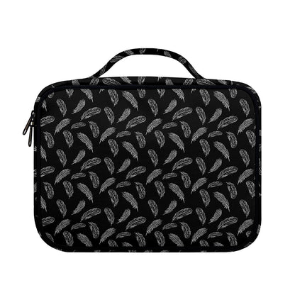 Black And White Feather Pattern Print Briefcase Bible Bag