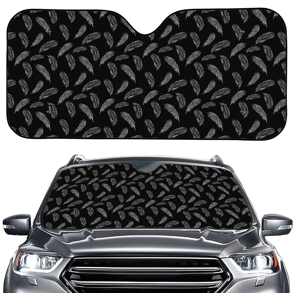 Black And White Feather Pattern Print Car Windshield Sun Shade