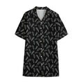 Black And White Feather Pattern Print Cotton Hawaiian Shirt