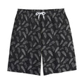 Black And White Feather Pattern Print Cotton Shorts