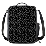Black And White Feather Pattern Print Crossbody Lunch Bag