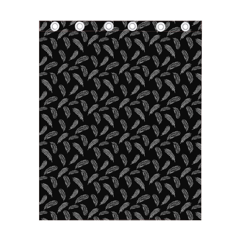 Black And White Feather Pattern Print Curtain
