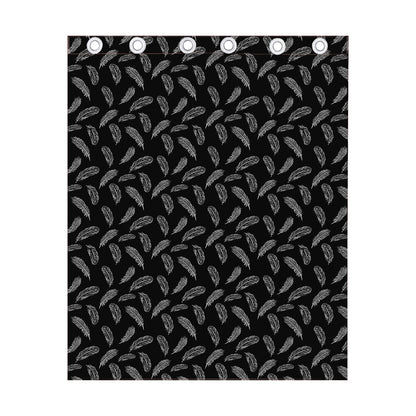 Black And White Feather Pattern Print Curtain