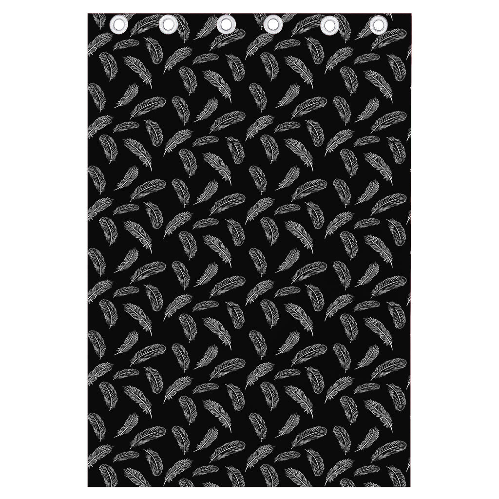 Black And White Feather Pattern Print Curtain