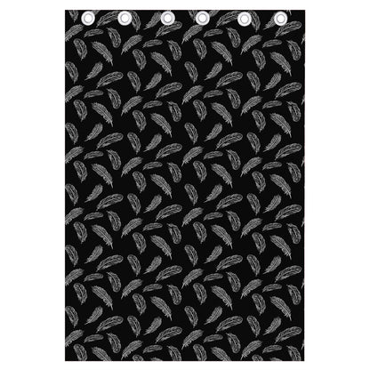 Black And White Feather Pattern Print Curtain