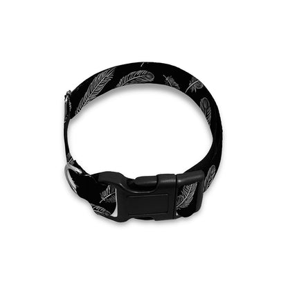 Black And White Feather Pattern Print Dog Collar