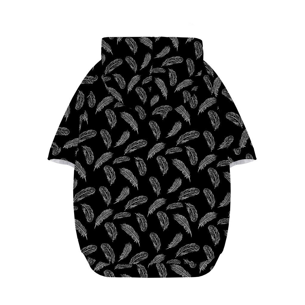 Black And White Feather Pattern Print Dog Zip Up Hoodie