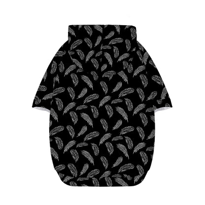 Black And White Feather Pattern Print Dog Zip Up Hoodie