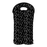 Black And White Feather Pattern Print Double Neoprene Wine Tote