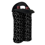 Black And White Feather Pattern Print Double Neoprene Wine Tote
