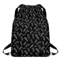 Black And White Feather Pattern Print Drawstring Backpack