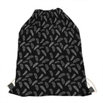 Black And White Feather Pattern Print Drawstring Bag