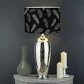 Black And White Feather Pattern Print Drum Lamp Shade