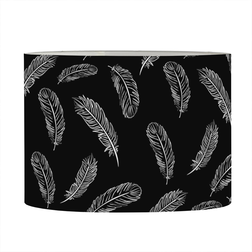 Black And White Feather Pattern Print Drum Lamp Shade