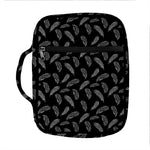 Black And White Feather Pattern Print Front Pocket Bible Bag