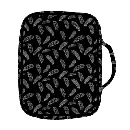 Black And White Feather Pattern Print Front Pocket Bible Bag