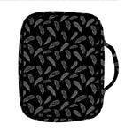 Black And White Feather Pattern Print Front Pocket Bible Bag