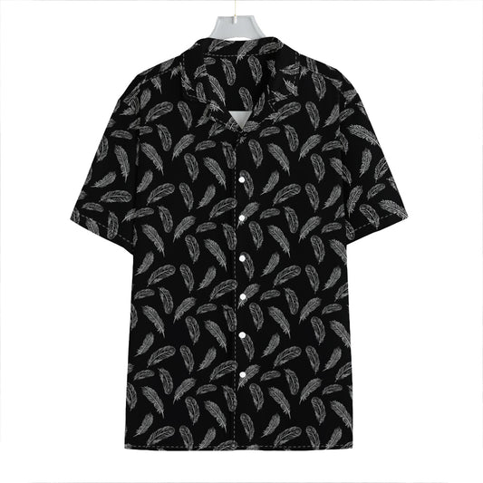 Black And White Feather Pattern Print Hawaiian Shirt