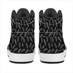Black And White Feather Pattern Print High Top Leather Sneakers