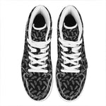 Black And White Feather Pattern Print High Top Leather Sneakers
