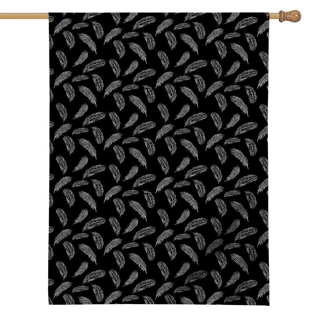 Black And White Feather Pattern Print House Flag